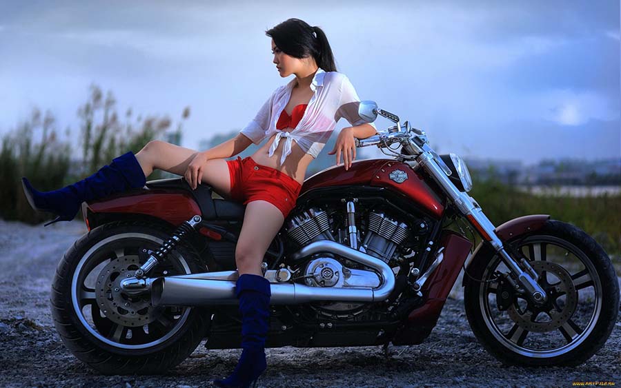 Beautiful girls and motorcycles in Tifariti